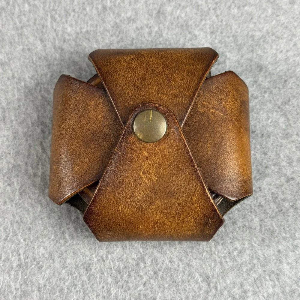 Handmade Genuine Leather Stagecoach Coaster Set 6 w/ Snap Holder Western